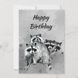 Birthday from the Group Fun Racoon Animal Art Thank You Card