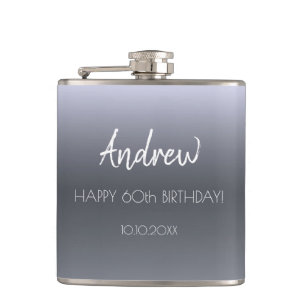 Birthday fun facts bio fun guy silver fox photo hip flask