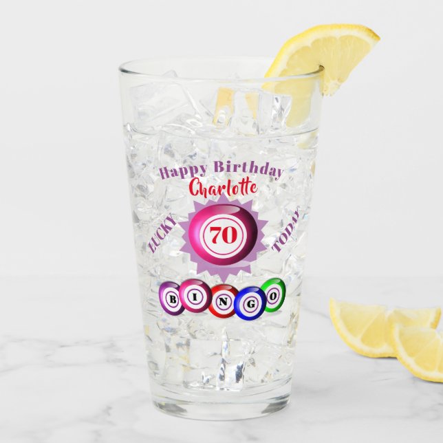 Birthday Funny Bingo Themed Glass (Back Ice)