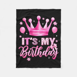 Birthday Funny Crown Balloons Pink Women Kids Fleece Blanket