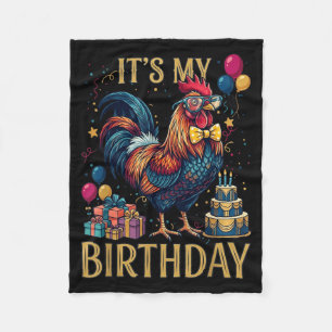 Birthday Funny Rooster Birthday Party Chicken Fleece Blanket