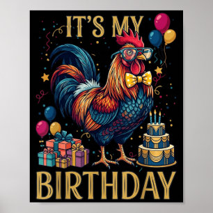 Birthday Funny Rooster Birthday Party Chicken Poster