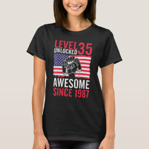Birthday Game Level 35 Years Old Unlocked Awesome T-Shirt