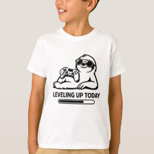 Birthday Gaming Sloth Levelling Up Today  T-Shirt