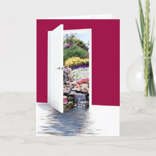 Birthday garden door with waterfalls card