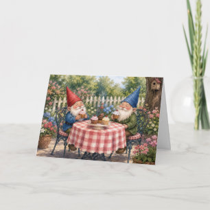 Birthday Garden Gnomes Eating Cupcakes Card