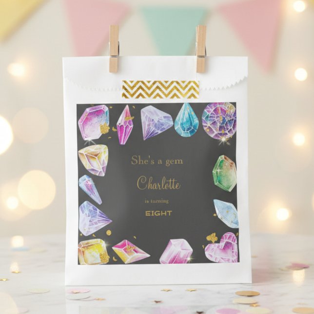 Birthday Gem Party Crystals Girl's watercolor Favour Bag (Creator Uploaded)