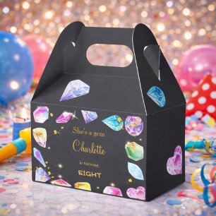 Birthday Gem Party Crystals Girl's watercolor Favour Box