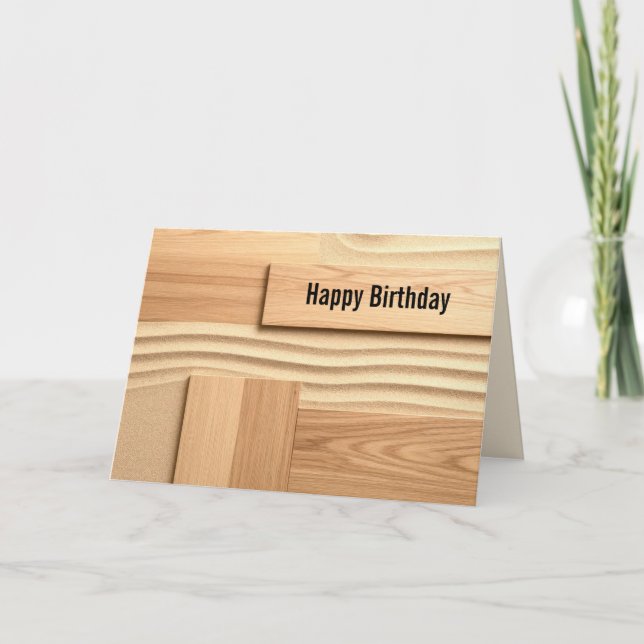 Birthday Geometric Wood On Sand Design Card (Front)