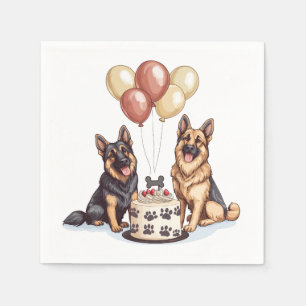 Birthday German Shepherd Dogs Birthday Cake Napkin