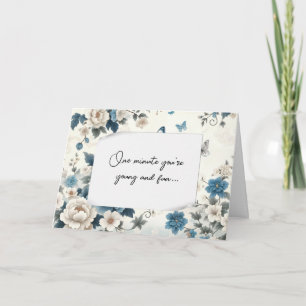 Birthday Getting Old Humor Blue Chinoiserie  Card