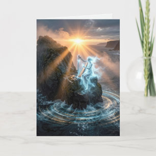 Birthday Ghostly Ocean Spirit Playing a Harp  Card
