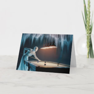 Birthday Ghosts Playing Pool Card