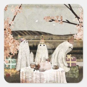 Birthday Ghosts Square Sticker