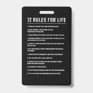 Birthday Gift 12 Rules For Life ID Badge