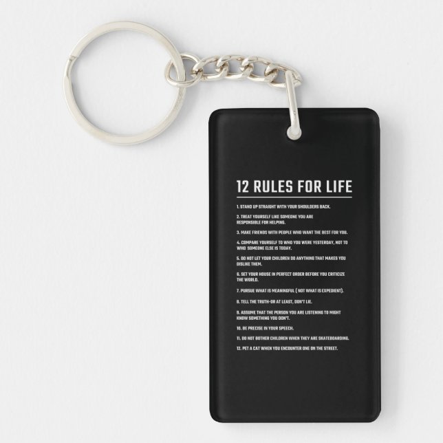 Birthday Gift 12 Rules For Life Key Ring (Front)