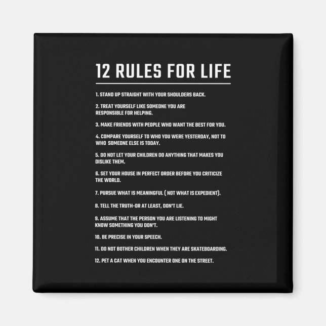Birthday Gift 12 Rules For Life Magnet (Front)