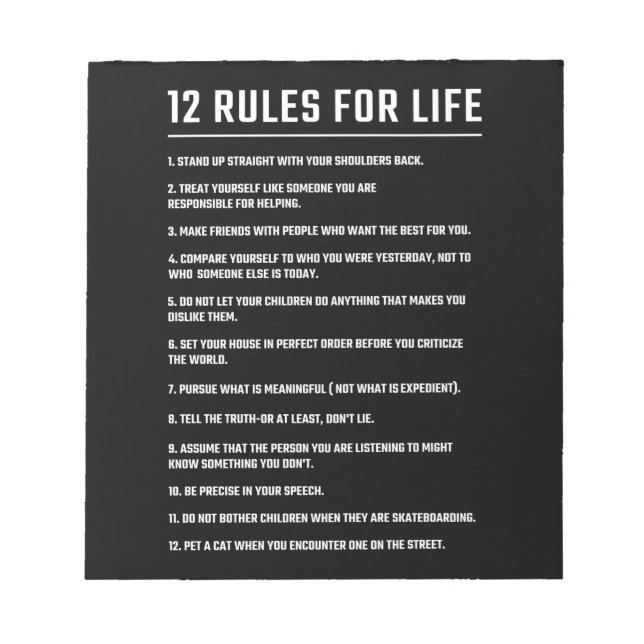 Birthday Gift 12 Rules For Life Notepad (Front)
