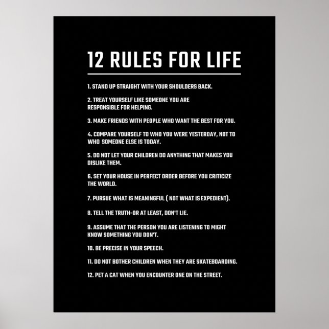 Birthday Gift 12 Rules For Life Poster (Front)