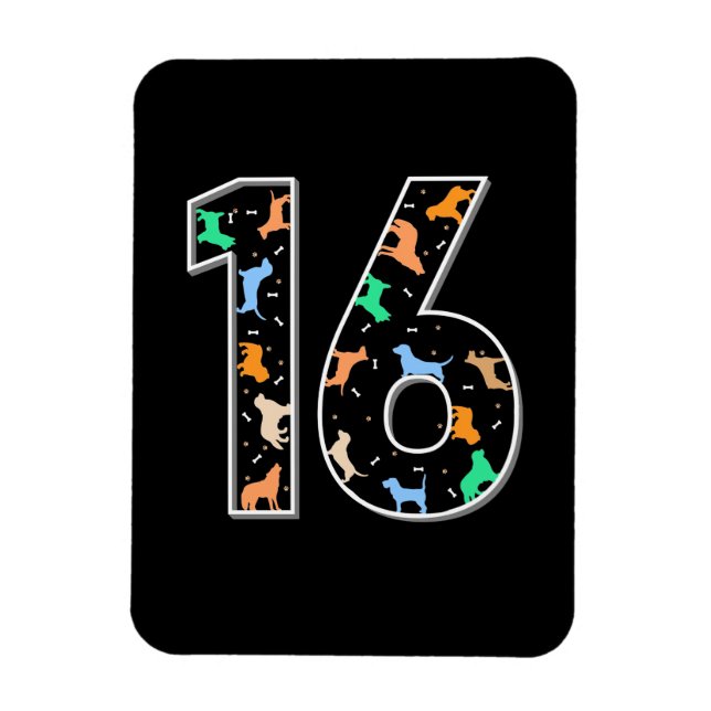 Birthday Gift | 16th Birthday With Dog Magnet (Vertical)