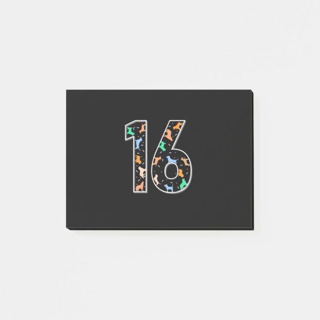 Birthday Gift | 16th Birthday With Dog Post-it Notes (Front)