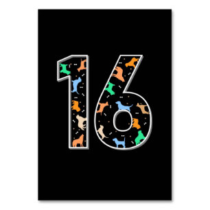 Birthday Gift 16th Birthday With Dog Table Number