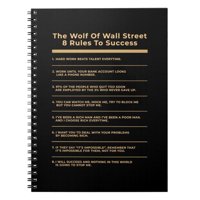 Birthday Gift 6 Rules To Success Notebook (Front)