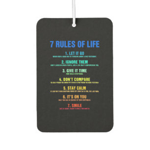 Birthday Gift 7 Rules Of Life Car Air Freshener