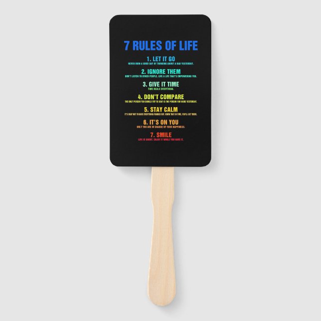 Birthday Gift 7 Rules Of Life Hand Fan (Front)
