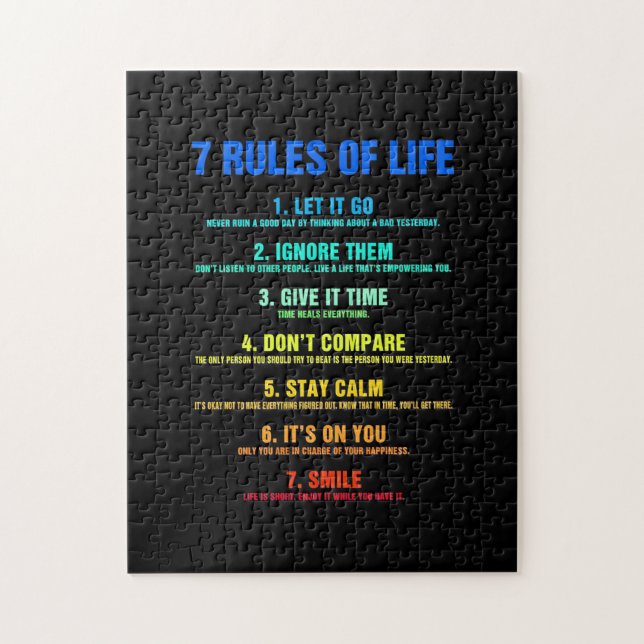 Birthday Gift 7 Rules Of Life Jigsaw Puzzle (Vertical)