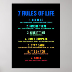 Birthday Gift 7 Rules Of Life Poster