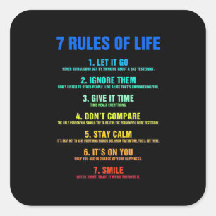 Birthday Gift 7 Rules Of Life Square Sticker