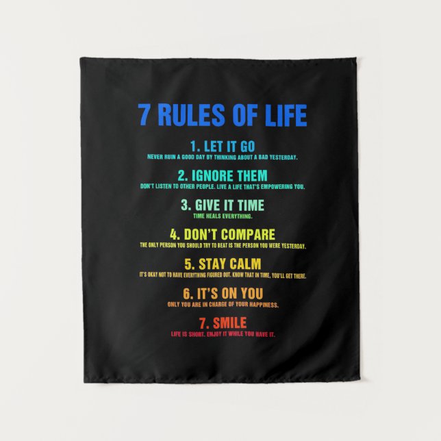 Birthday Gift 7 Rules Of Life Tapestry (Front)