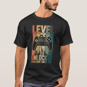Birthday Gift Awesome Since 2001 Level 21 Unlocked T-Shirt