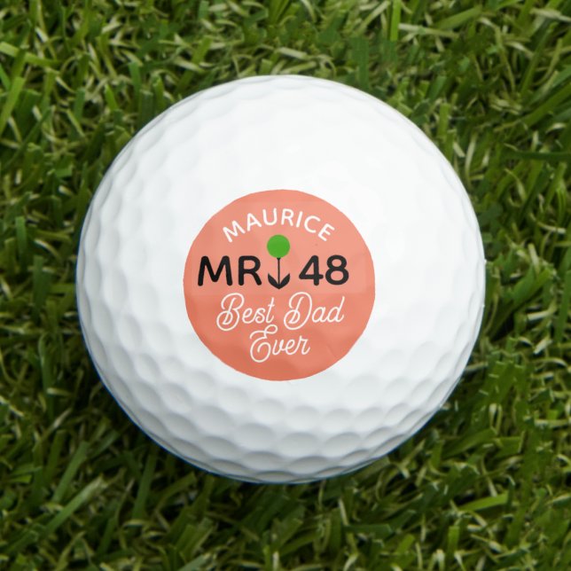 Birthday Gift "Best Dad Ever" Salmon Colour Golf Balls (Creator Uploaded)