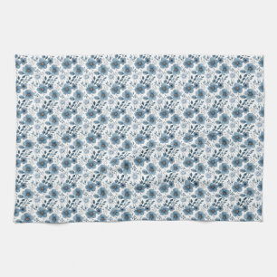 Birthday Gift Blue Floral Tea Towel