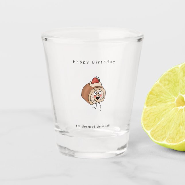 Birthday gift, cake, funny gift shot glass (Front)
