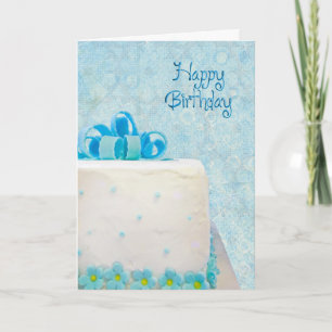 Birthday Gift Cake with Frosting Bow Card