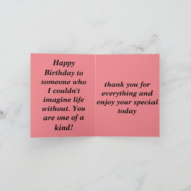 birthday gift card,  Pink Card (Inside)