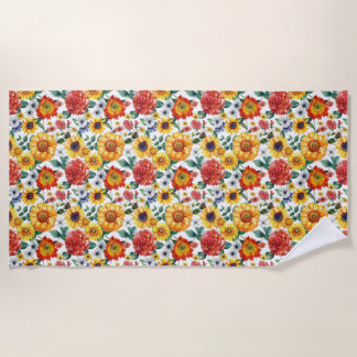Birthday Gift | Colourful Floral Arrangement Beach Towel