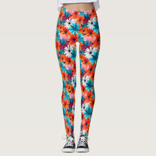 Birthday Gift Colourful Floral Seamless Background Leggings