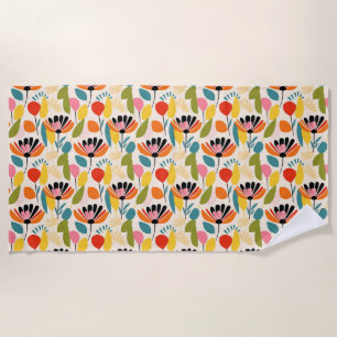 Birthday Gift   Colourful Flower Seamless Beach Towel