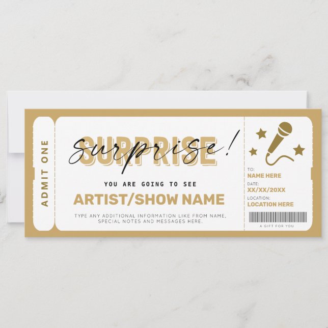 Birthday Gift Concert Ticket Template Show Voucher (Front)