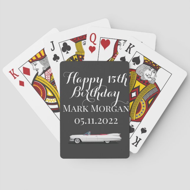 Birthday Gift custom black and white favour  Playing Cards (Back)