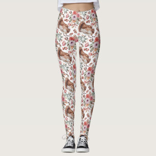 Birthday Gift Floral and Bird With Turkeys Leggings