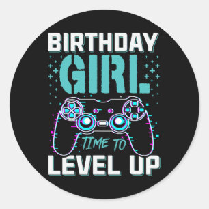 Birthday Gift For Girl Time To Level Up Cool Video Classic Round Sticker