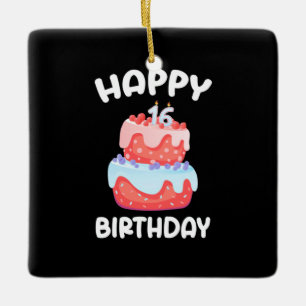 Birthday Gift   Happy 16th Birthday Ceramic Ornament