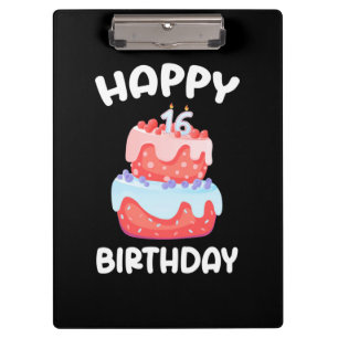 Birthday Gift Happy 16th Birthday Clipboard