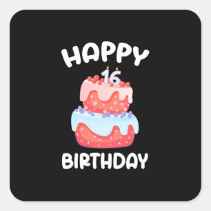 Birthday Gift Happy 16th Birthday Square Sticker