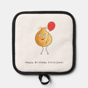 Birthday gift. Happy Birthday Chick, chickpea, pun Pot Holder